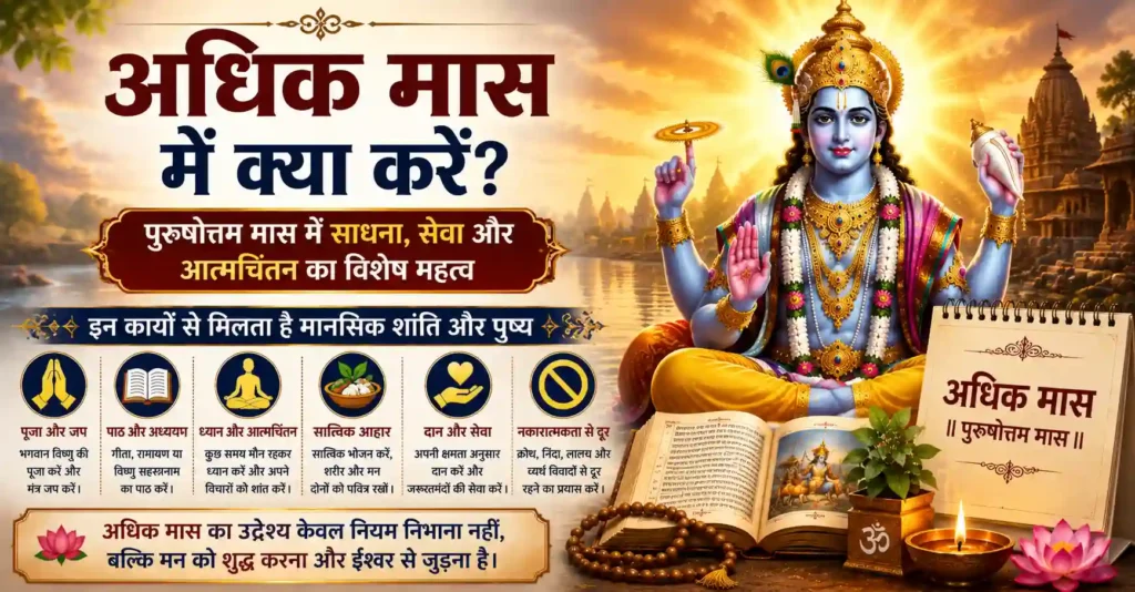 अधिक मास में साधना, आत्मचिंतन और मन की शुद्धि का महत्व दर्शाती भगवान विष्णु की spiritual image