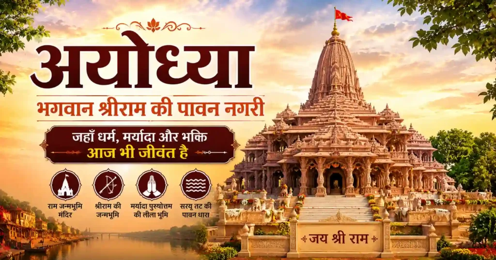 अयोध्या में श्रीराम जन्मभूमि मंदिर का दिव्य दृश्य