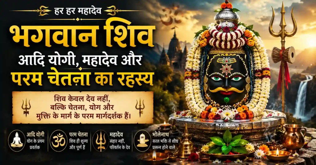 भगवान शिव और शिवलिंग का आध्यात्मिक स्वरूप तथा परम चेतना का प्रतीकात्मक चित्र