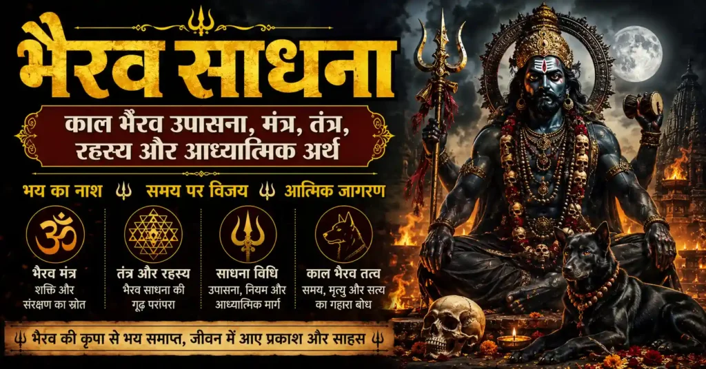 भैरव साधना, काल भैरव उपासना, तंत्र, मंत्र और आध्यात्मिक जागरण को दर्शाती दिव्य featured image