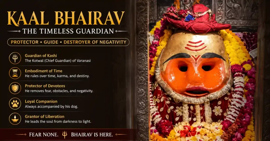 Devotional image representing Kaal Bhairav as the divine guardian of Kashi