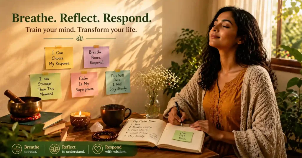 Breathe reflect and respond to stay calm during stress and challenging situations