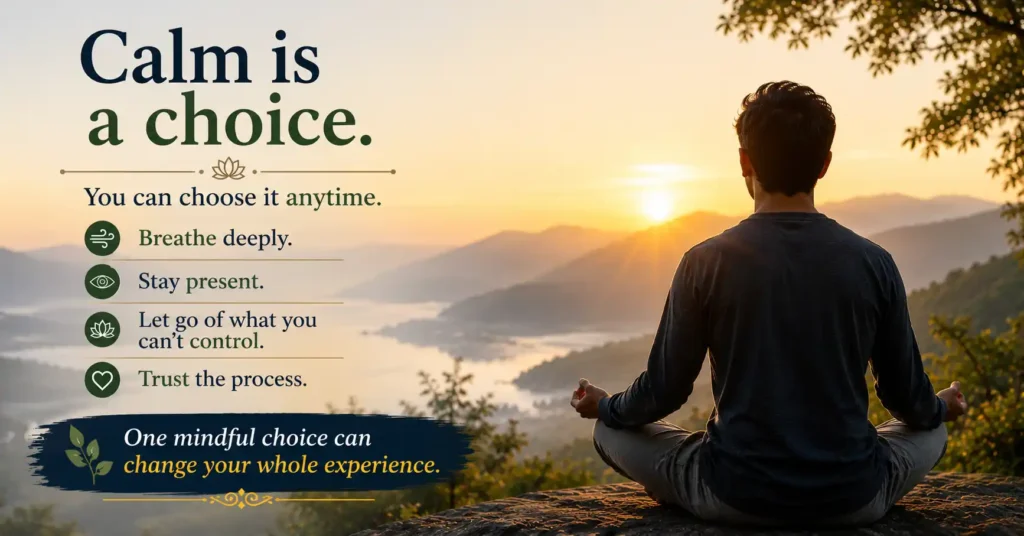 Calm is a choice through mindful awareness and spiritual balance