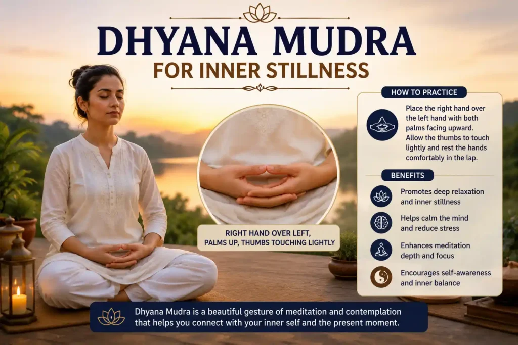 Dhyana Mudra meditation posture for inner stillness and mindfulness