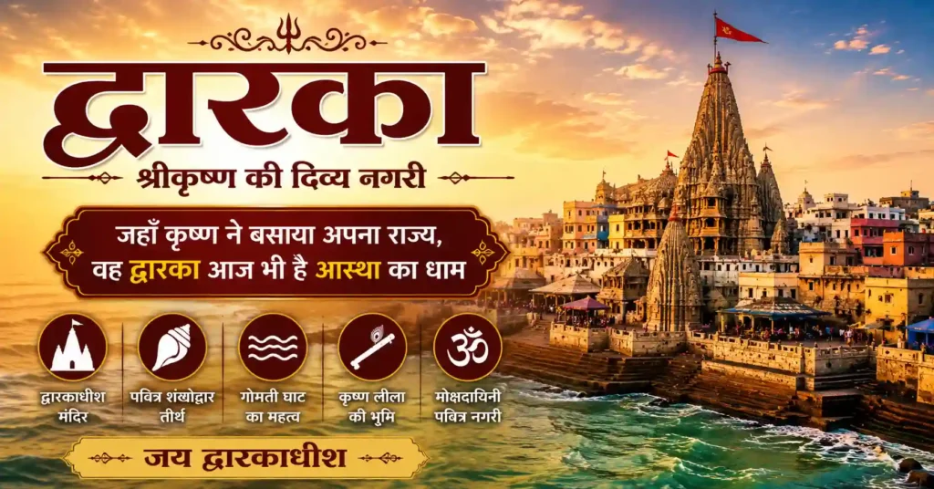 द्वारका में श्री द्वारकाधीश मंदिर और समुद्र तट