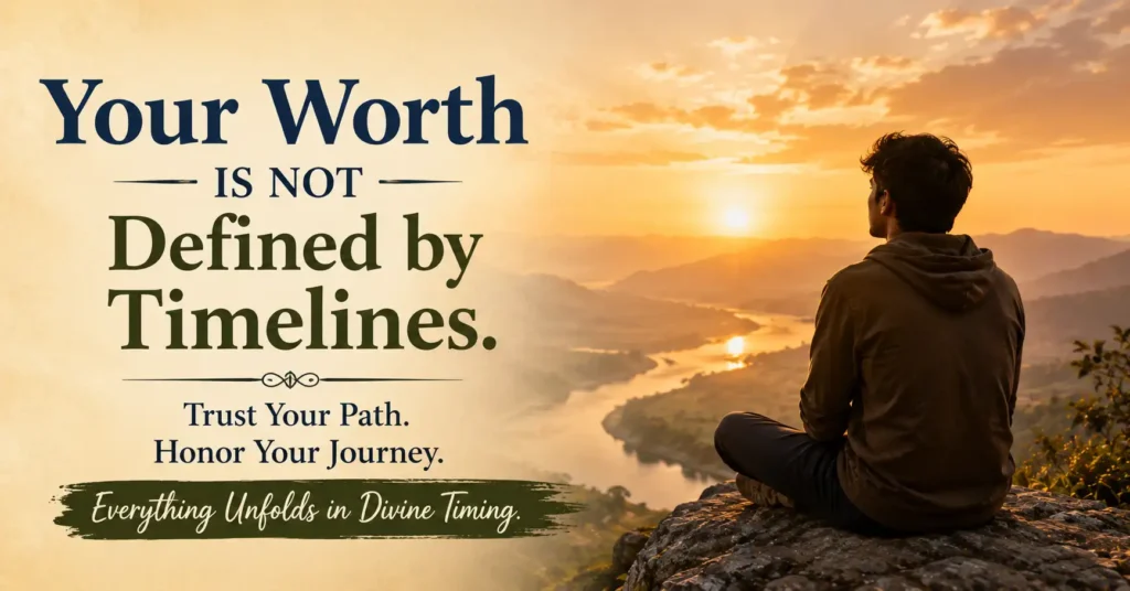 Person reflecting on a mountain path at sunrise, symbolizing trust in life's journey and personal growth.