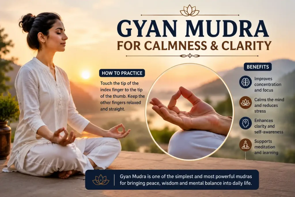 Gyan Mudra hand gesture for calmness, focus and mental clarity