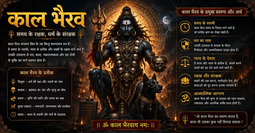 काल भैरव कला चित्र जिसमें भगवान काल भैरव का उग्र और रक्षक स्वरूप दिखाया गया है