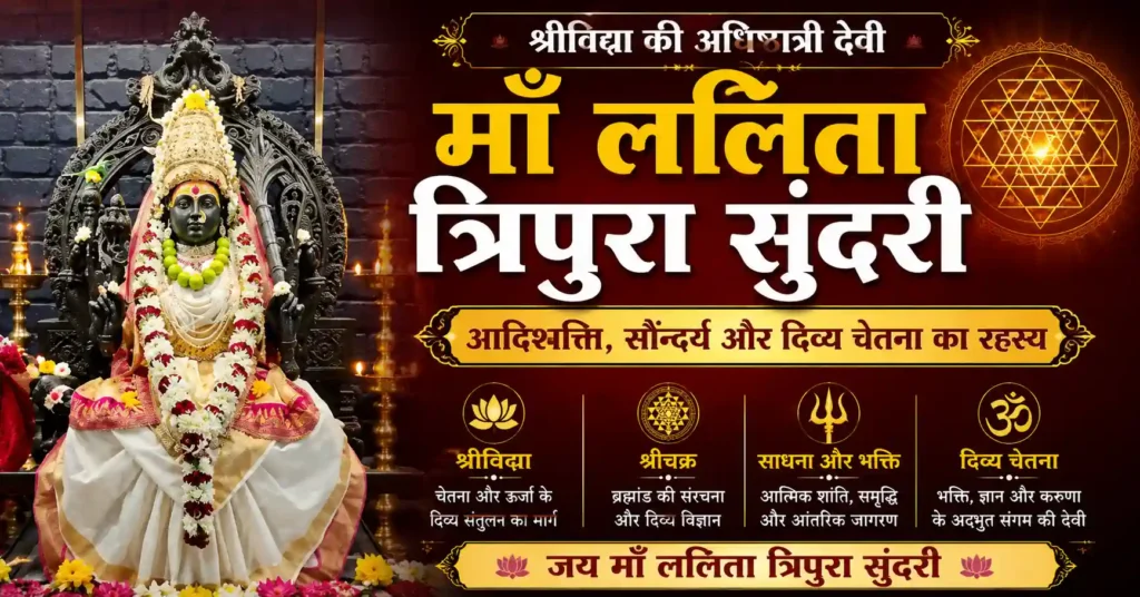 माँ ललिता त्रिपुरा सुंदरी की प्रतिमा और दिव्य चेतना का आध्यात्मिक रहस्य