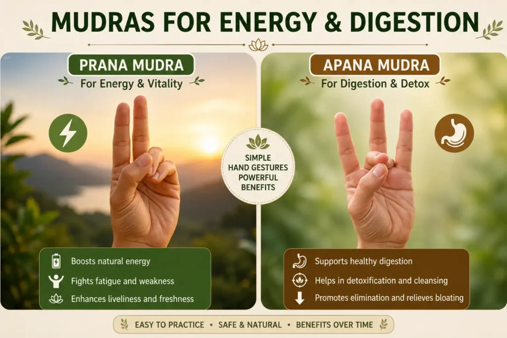 Prana Mudra and Apana Mudra for energy, vitality and digestion