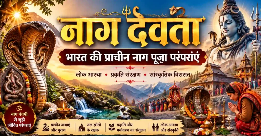 भारत की प्राचीन नाग पूजा परंपराओं और नाग देवता की लोक आस्था को दर्शाता चित्र