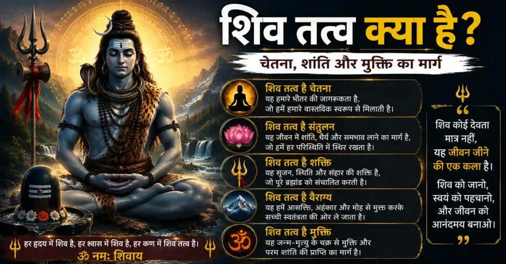 शिव तत्त्व, आत्मज्ञान और आध्यात्मिक संतुलन का गहरा अर्थ समझाता चित्र