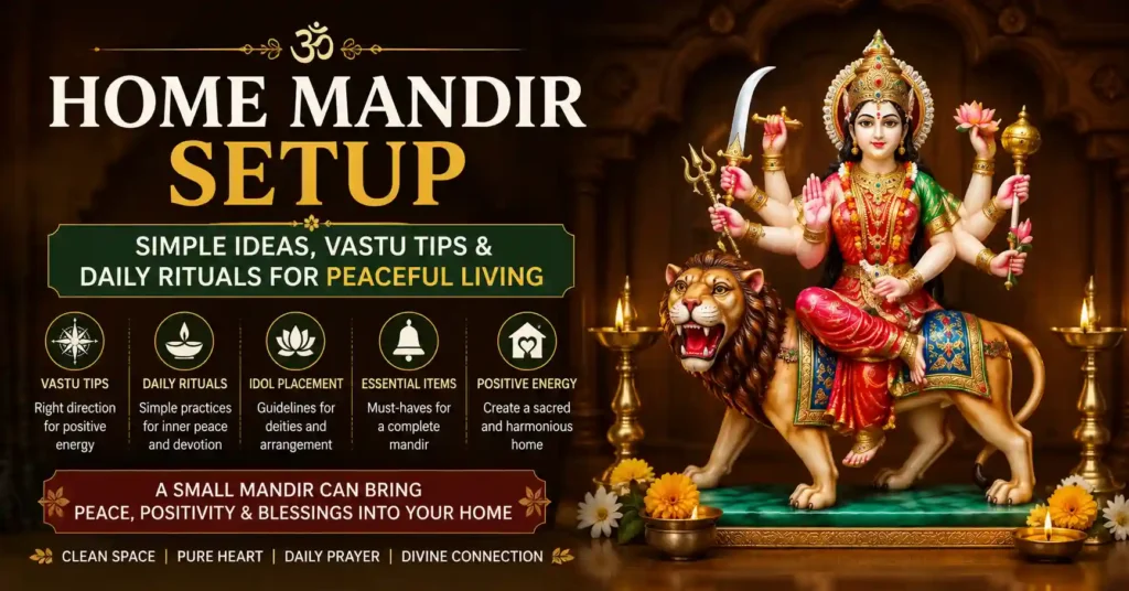 Simple home mandir setup ideas with Ram Darbar idols and diya for daily worship