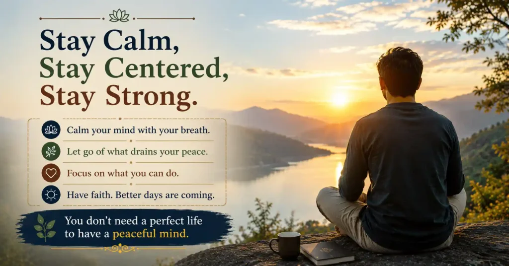 Stay calm stay centered stay strong during difficult situations and stress