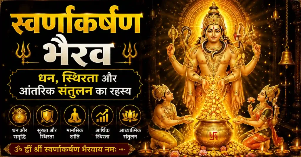 तांत्रिक भैरव उपासना, साधना, सुरक्षा और आध्यात्मिक जागरण को दर्शाती स्वर्णाकर्षण भैरव की दिव्य छवि