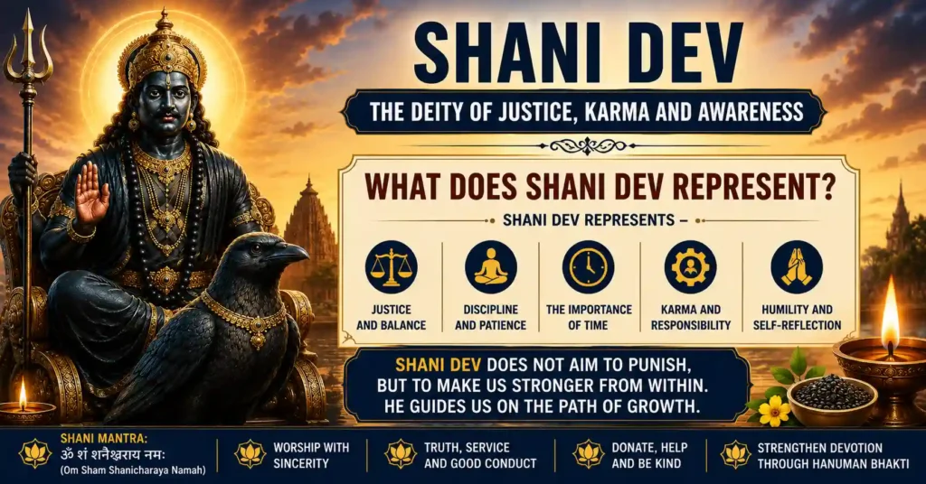 Shani Dev representing karma, justice, patience and spiritual awareness