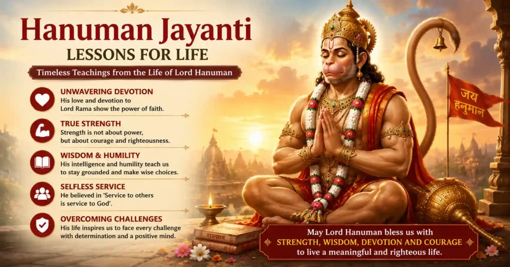 Lord Hanuman offering prayers with folded hands, representing humility, unwavering devotion, wisdom, and spiritual strength