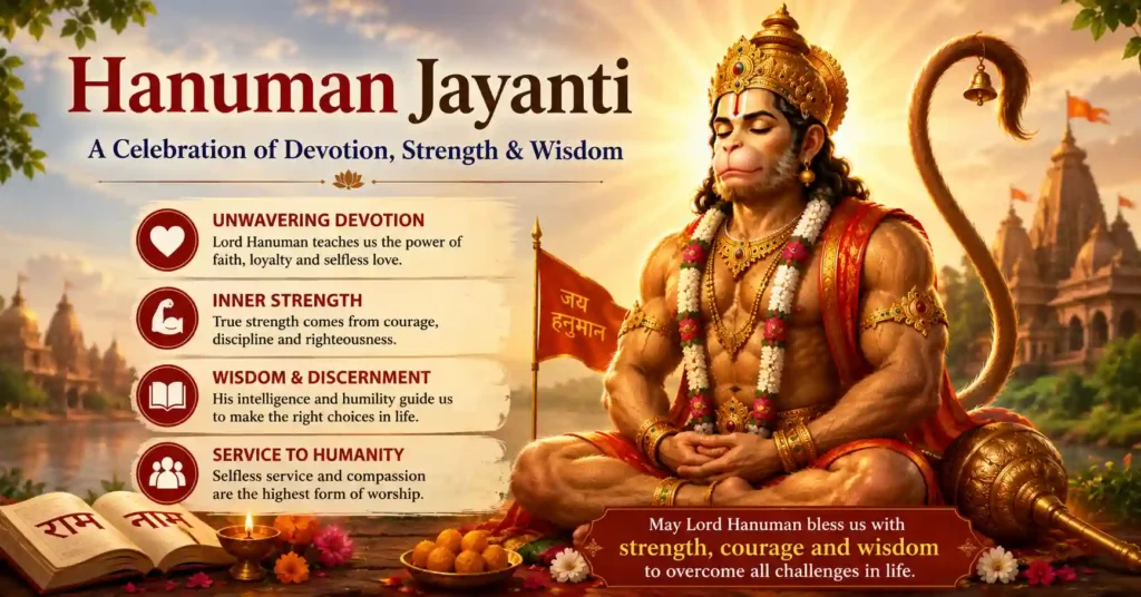 Lord Hanuman in meditation illustrating devotion, courage, humility, selfless service, and timeless life lessons