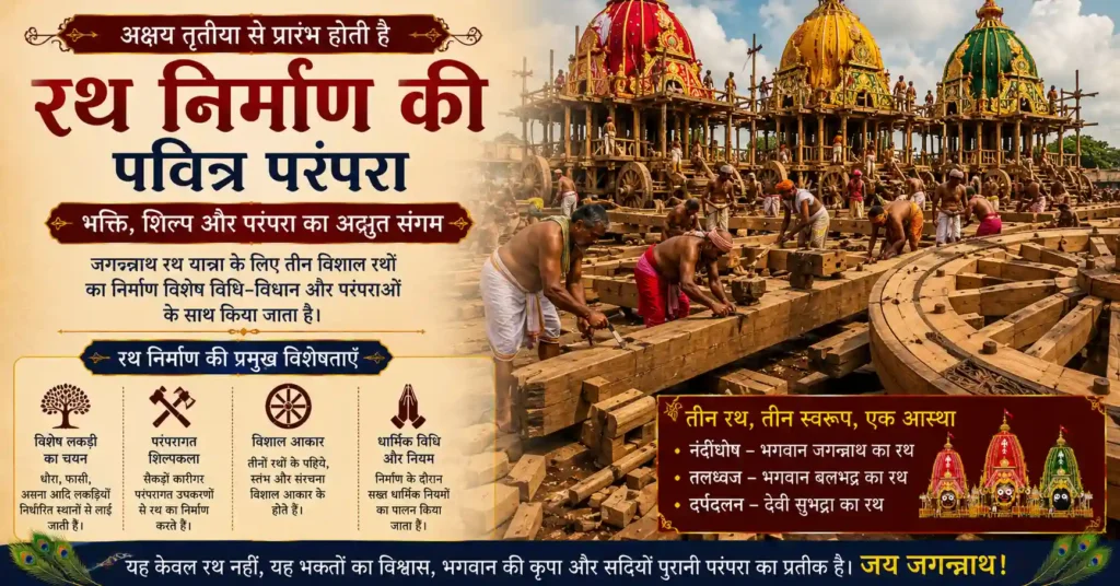 रथ यात्रा के लिए विशाल रथों का निर्माण करते पारंपरिक शिल्पकार