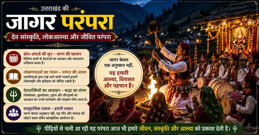 जागर परंपरा के दौरान लोकआस्था, देवसंस्कृति और सामुदायिक श्रद्धा का दृश्य