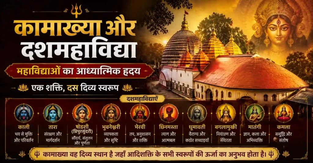 कामाख्या को दशमहाविद्याओं के आध्यात्मिक केंद्र के रूप में दर्शाता चित्र