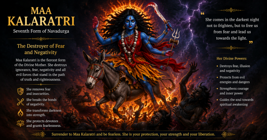 Maa Kalaratri destroying fear, darkness, and negativity while protecting devotees