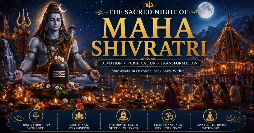 Maha Shivratri celebration dedicated to Lord Shiva with worship, fasting, and spiritual devotion