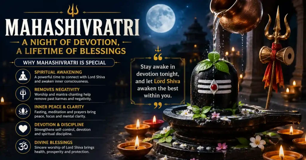 Mahashivratri spiritual significance showing Lord Shiva, Shiva Lingam, meditation, fasting and devotion during the Great Night of Shiva.