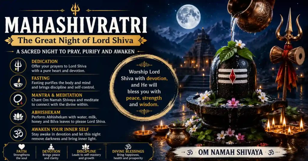 Devotees observing Mahashivratri Vrat, Jagaran, mantra chanting and Shiva worship under the full moon.