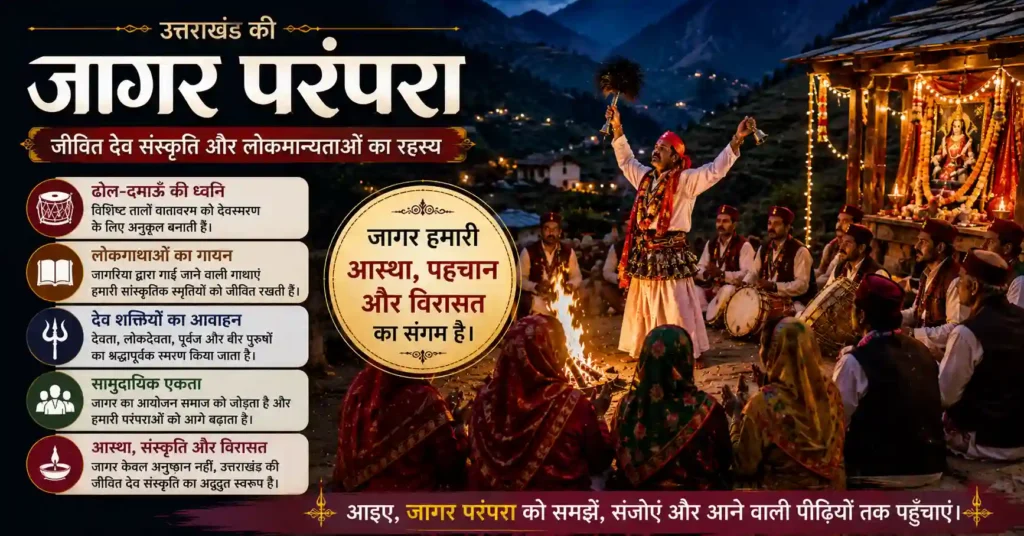 जागर परंपरा में महिलाओं और पुरुषों की सामुदायिक सहभागिता का दृश्य