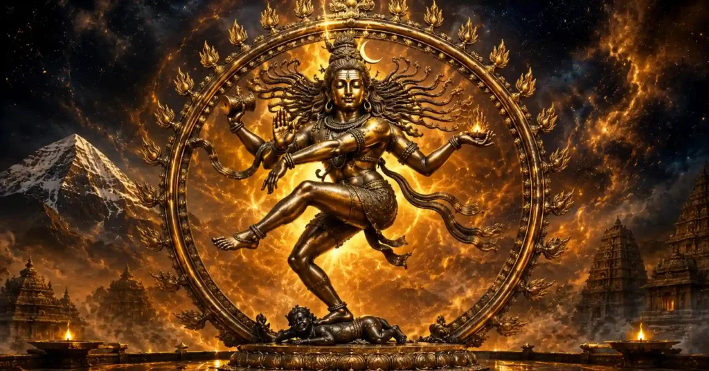Nataraja form of Bhagwan Shiv performing the cosmic dance of creation and dissolution