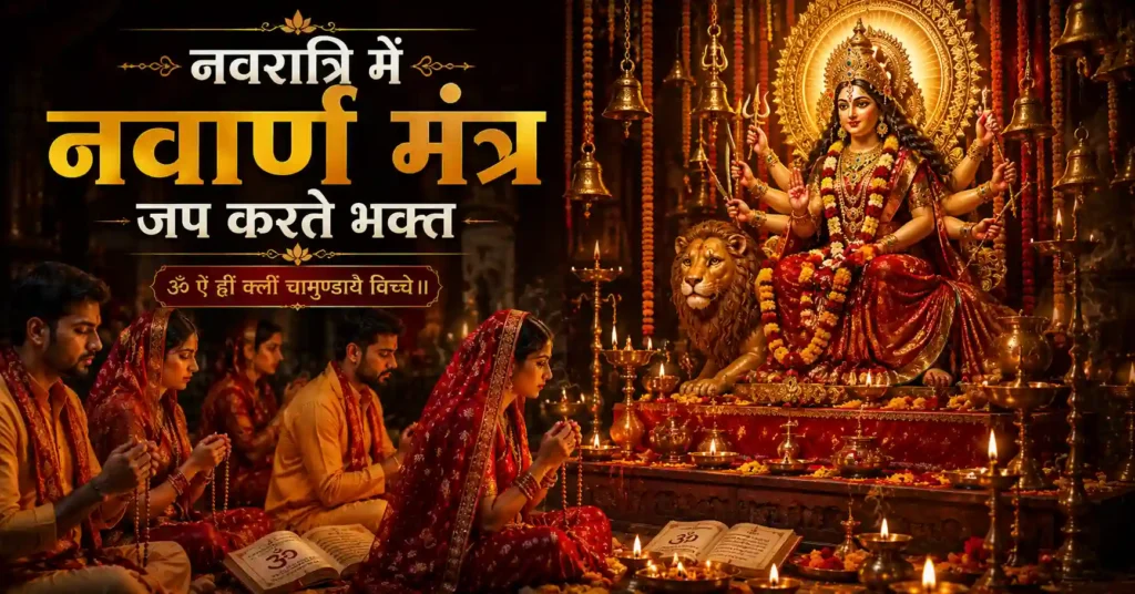 नवरात्रि में नवार्ण मंत्र जप करते भक्त