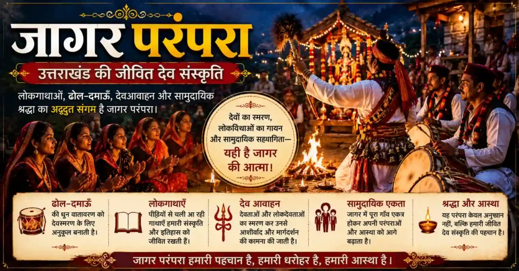 लोकदेवताओं की स्मृति में आयोजित जागर परंपरा में शामिल ग्रामीण श्रद्धालु