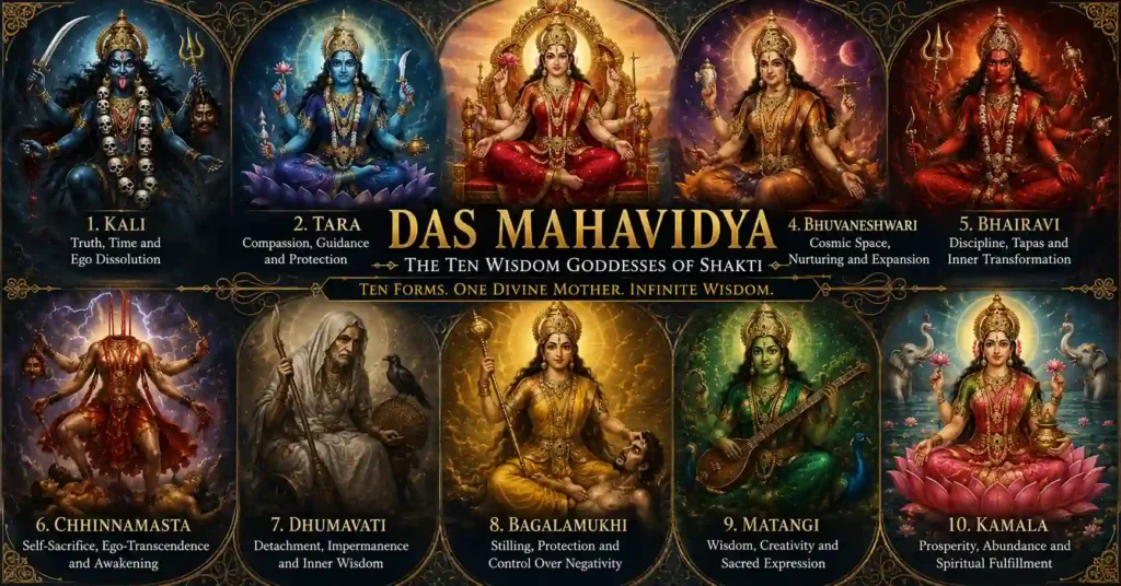 Maa Sati revealing the ten Mahavidyas before Lord Shiva during the origin of Das Mahavidya tradition