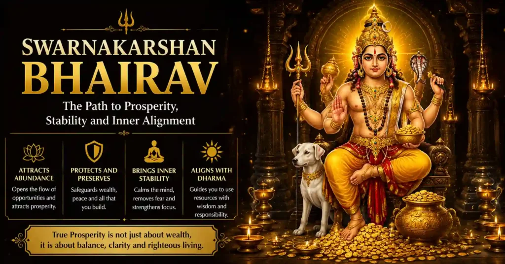 Devotional image of Swarnakarshan Bhairav representing attraction, preservation, abundance, and spiritual harmony