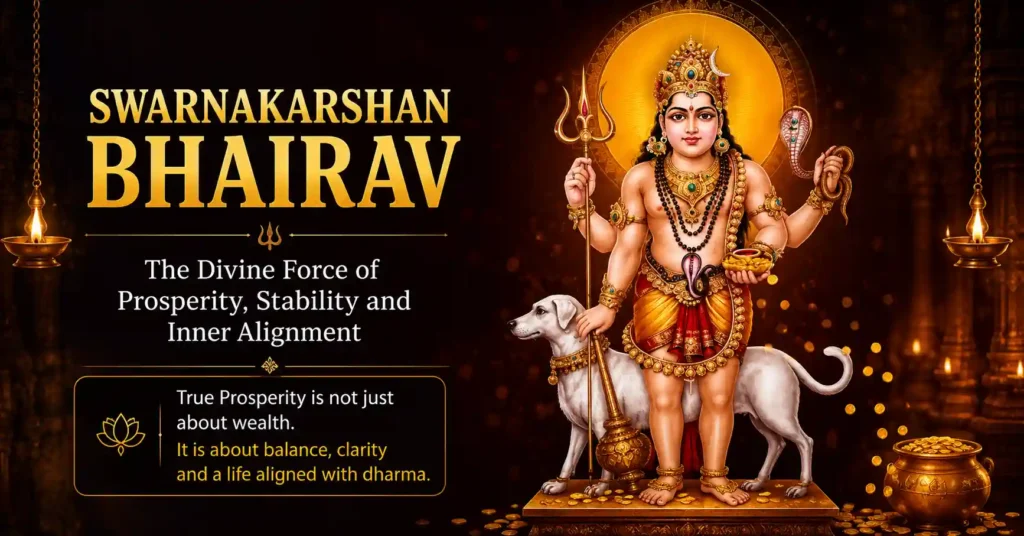 Artistic depiction of Swarnakarshan Bhairav symbolizing prosperity, balance, and spiritual abundance