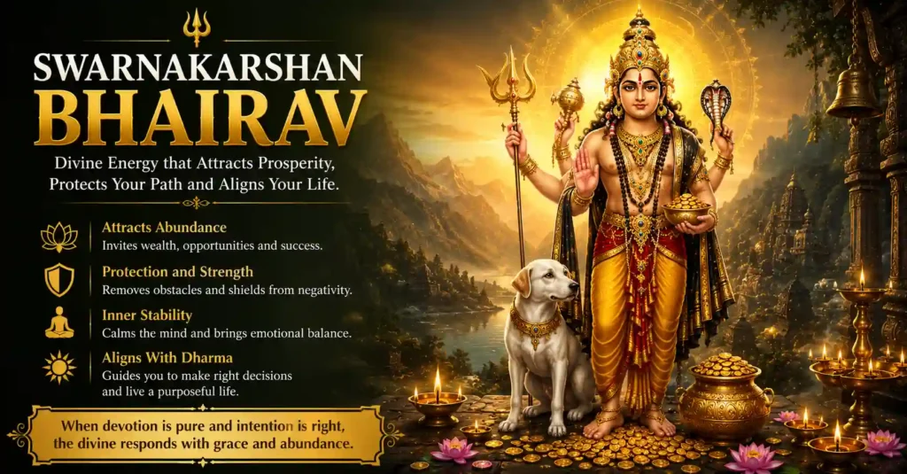 Swarnakarshan Bhairav blessing devotees with prosperity, inner stability, wisdom, and divine grace