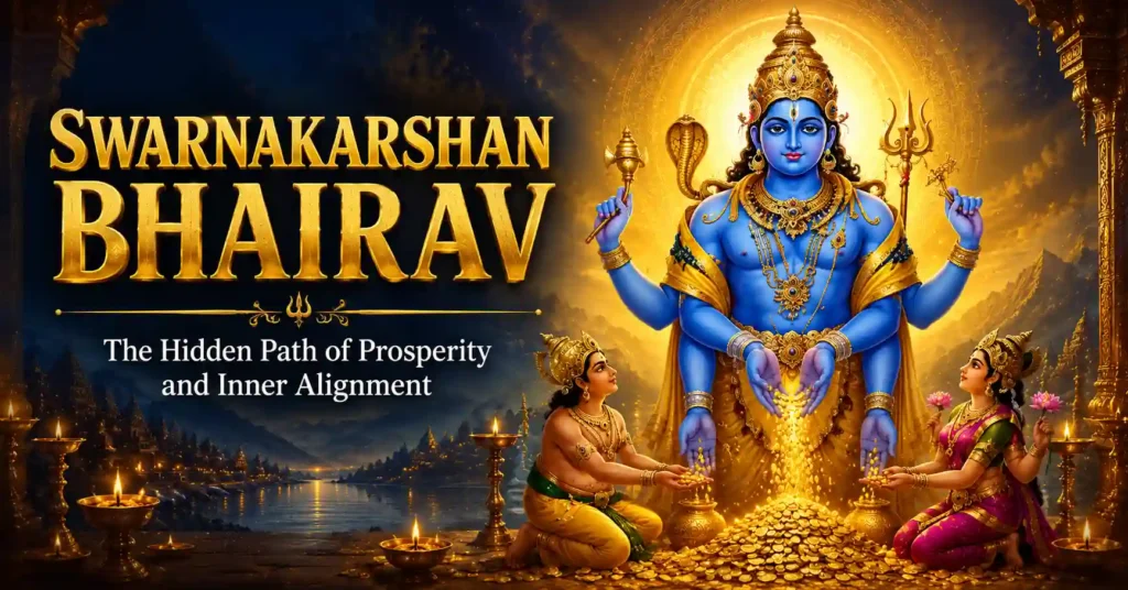 Swarnakarshan Bhairav bestowing prosperity, stability, abundance, and inner alignment in a divine devotional depiction