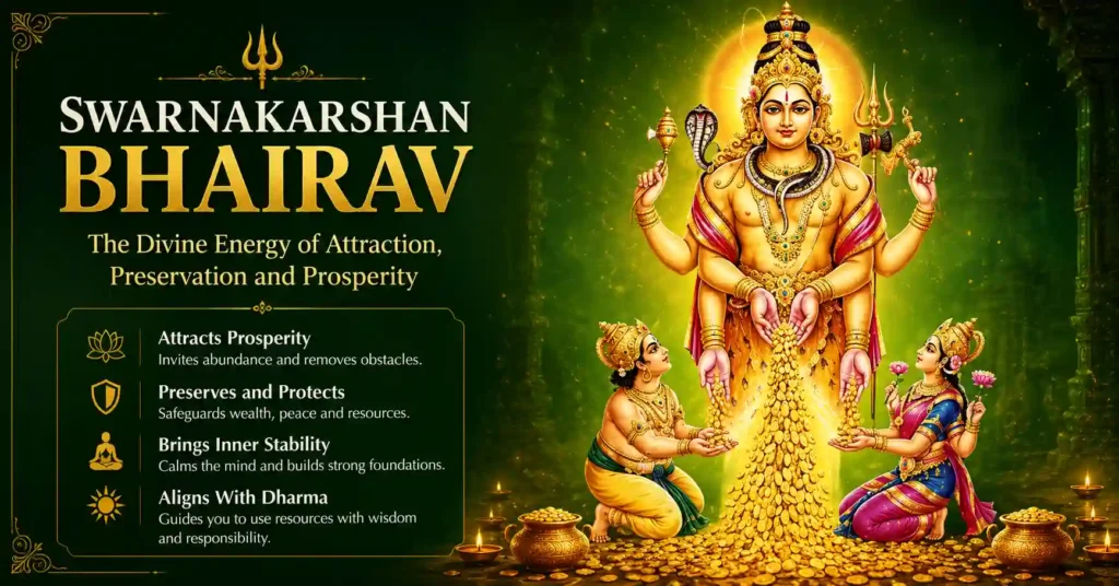 Swarnakarshan Bhairav with his sacred dog representing prosperity, stability, protection, and inner alignment