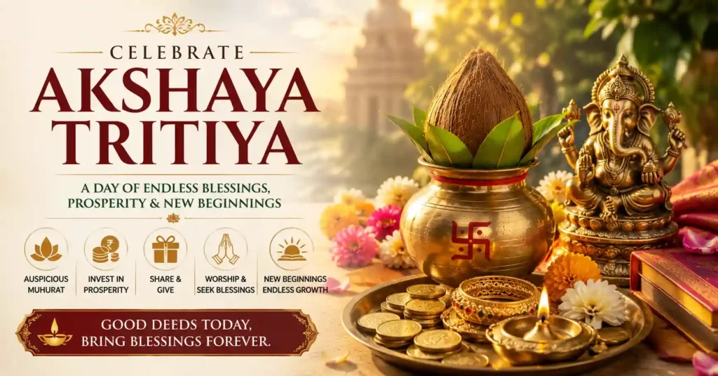 Gold jewellery, silver coins, kalash and auspicious items traditionally purchased on Akshaya Tritiya