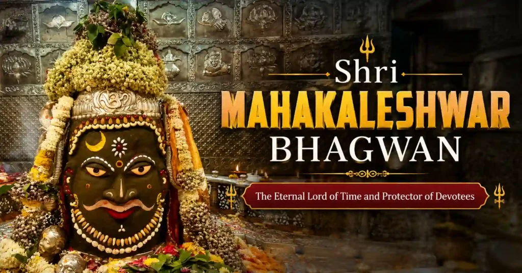 Shri Mahakaleshwar Bhagwan at Mahakal Mandir Ujjain adorned with divine flowers and sacred decorations