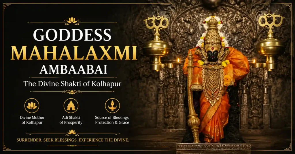 Decorated idol of Goddess Ambabai worshipped at the Mahalaxmi Temple Kolhapur