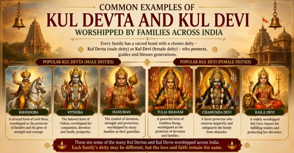 Common Kul Devta and Kul Devi worshipped by Hindu families across different regions of India