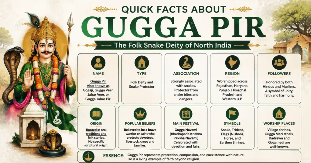 Quick facts about Gugga Pir including history, worship, Gugga Navami, symbols, and regional beliefs