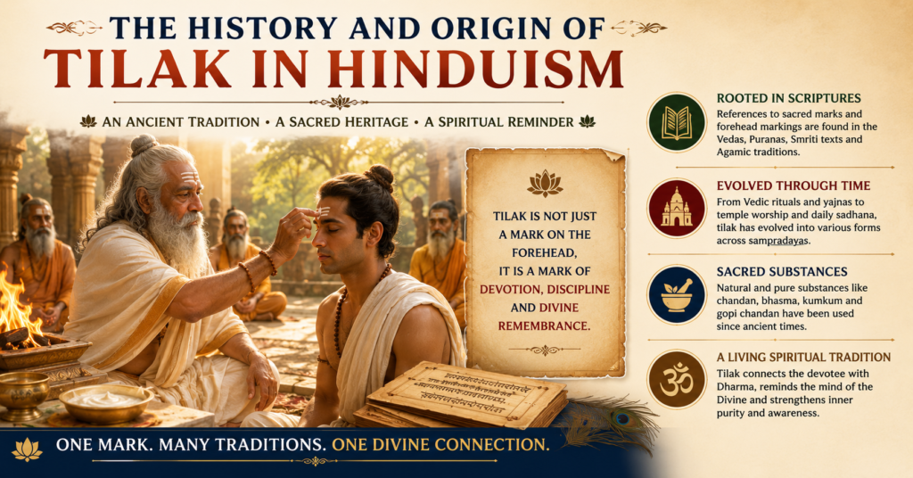 Ancient sages applying tilak during a Vedic ritual depicting the history and origin of Tilak in Hinduism