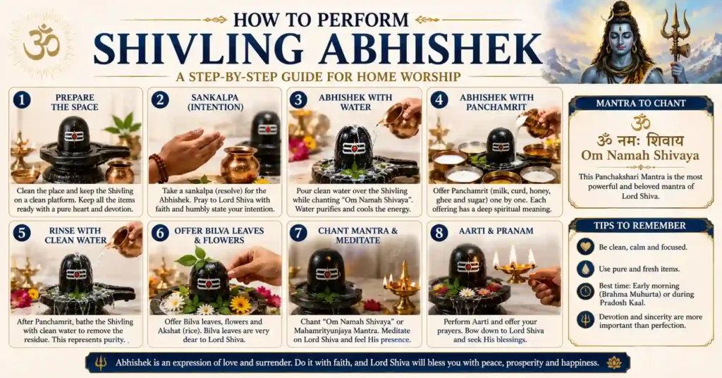 Step-by-step guide to performing Shivling Abhishek at home with proper ritual sequence