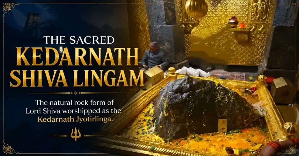 Sacred Kedarnath Jyotirlinga, one of the twelve revered Jyotirlingas of Lord Shiva, worshipped by devotees.
