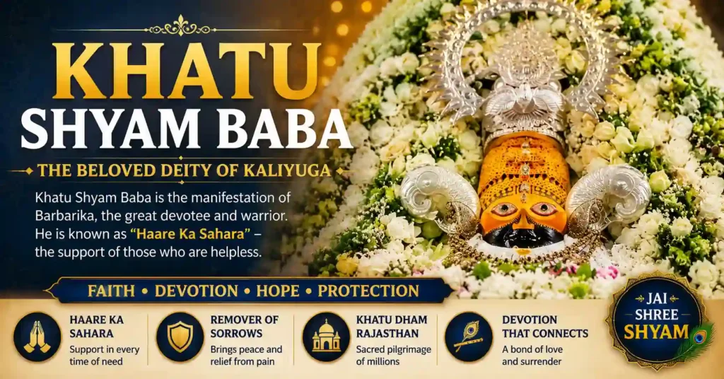 Khatu Shyam Baba worshipped as the beloved deity of Kaliyuga and Haare Ka Sahara by millions of devotees.