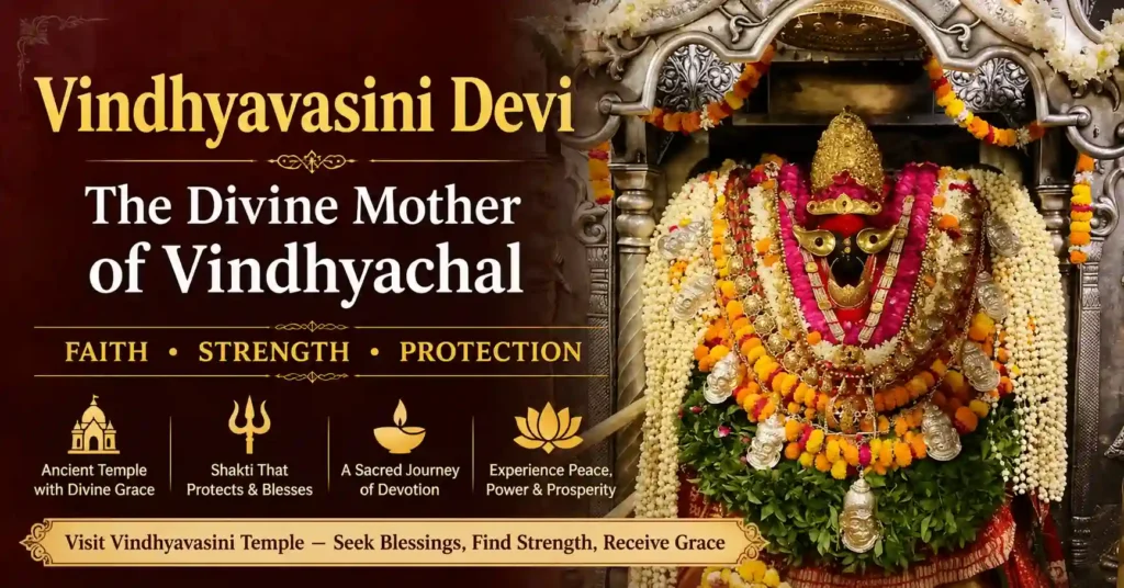 Maa Vindhyavasini, the Divine Mother worshipped at the sacred Vindhyavasini Temple in Vindhyachal