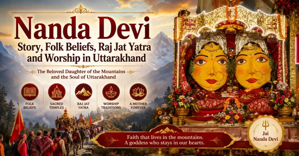 Nanda Devi, the beloved folk goddess of Uttarakhand, worshipped as the daughter of the Himalayas and a symbol of devotion